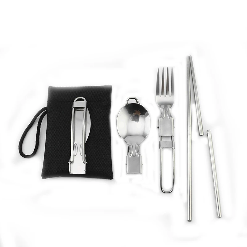 Creative Portable 3pcs Outdoor Camping Picnic Cutlery Set Stainless