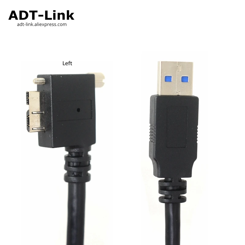 USB AM TO Micro B Industrial Camera Cables Data Interface USB 3.0 Micro-B USB Robot Machine Vision Cable Left Angled 1/ 3/ 5mete