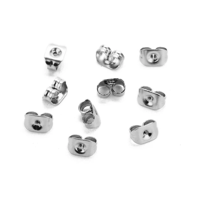 100pcs 4.5X6mm Earring Backs Stainless Steel Earring Backings for