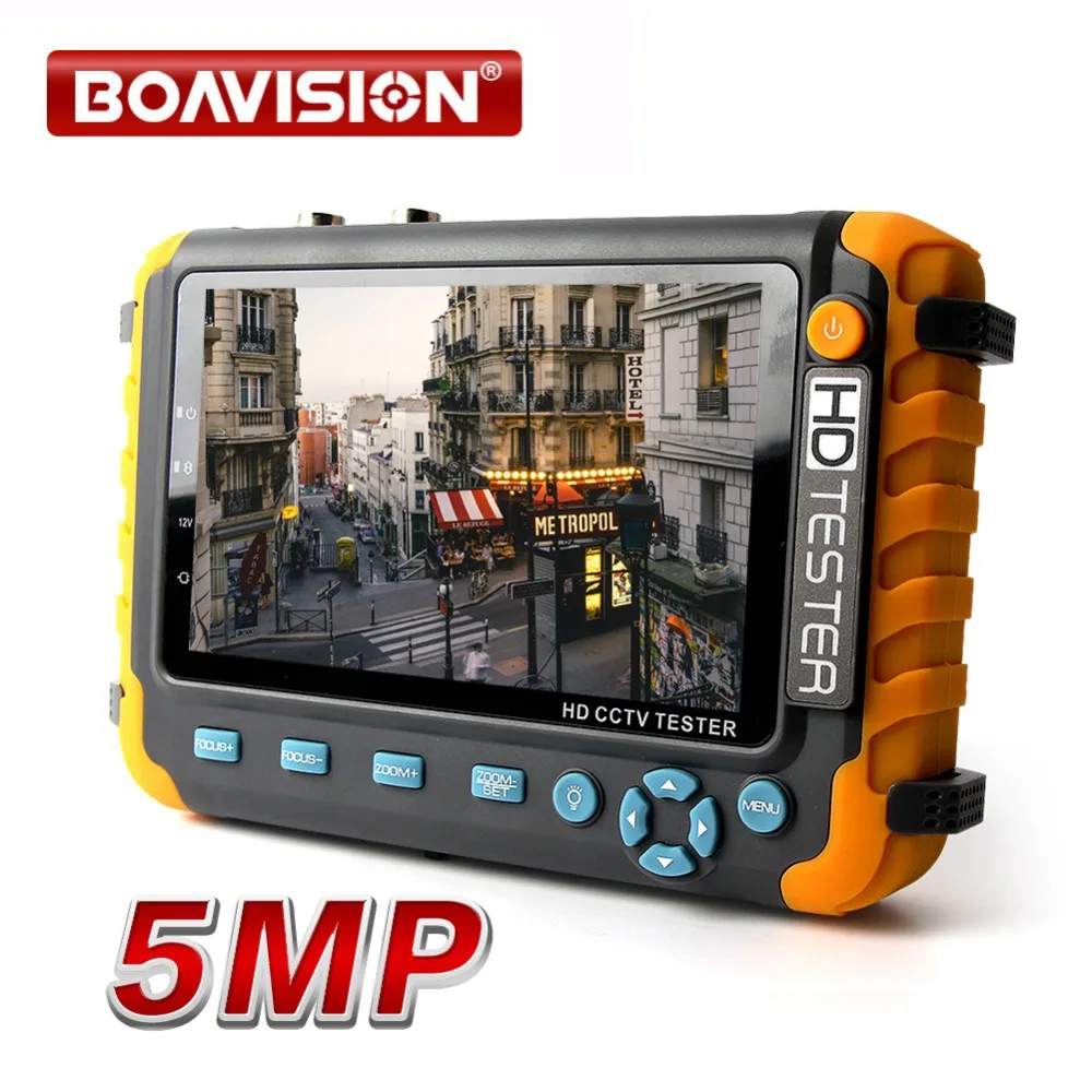  5MP CCTV Security Camera Tester With 5 Inch TFT LCD Monitor For 4 IN 1 TVI AHD CVI Analog Security 