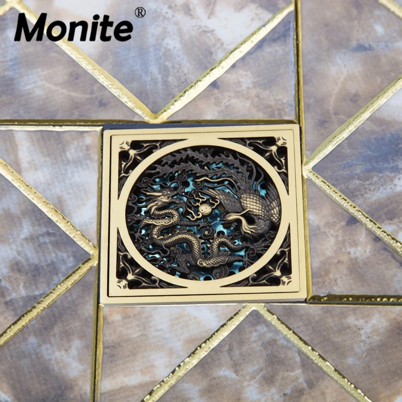 Античный латунный Слив для пола в ванной комнате Monite Dragon регистратор слива