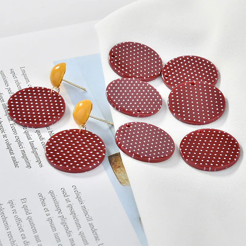 

Retro Red Point White Point Resin Acrylic Wafer Diy Handmade Earrings and Earrings Accessories