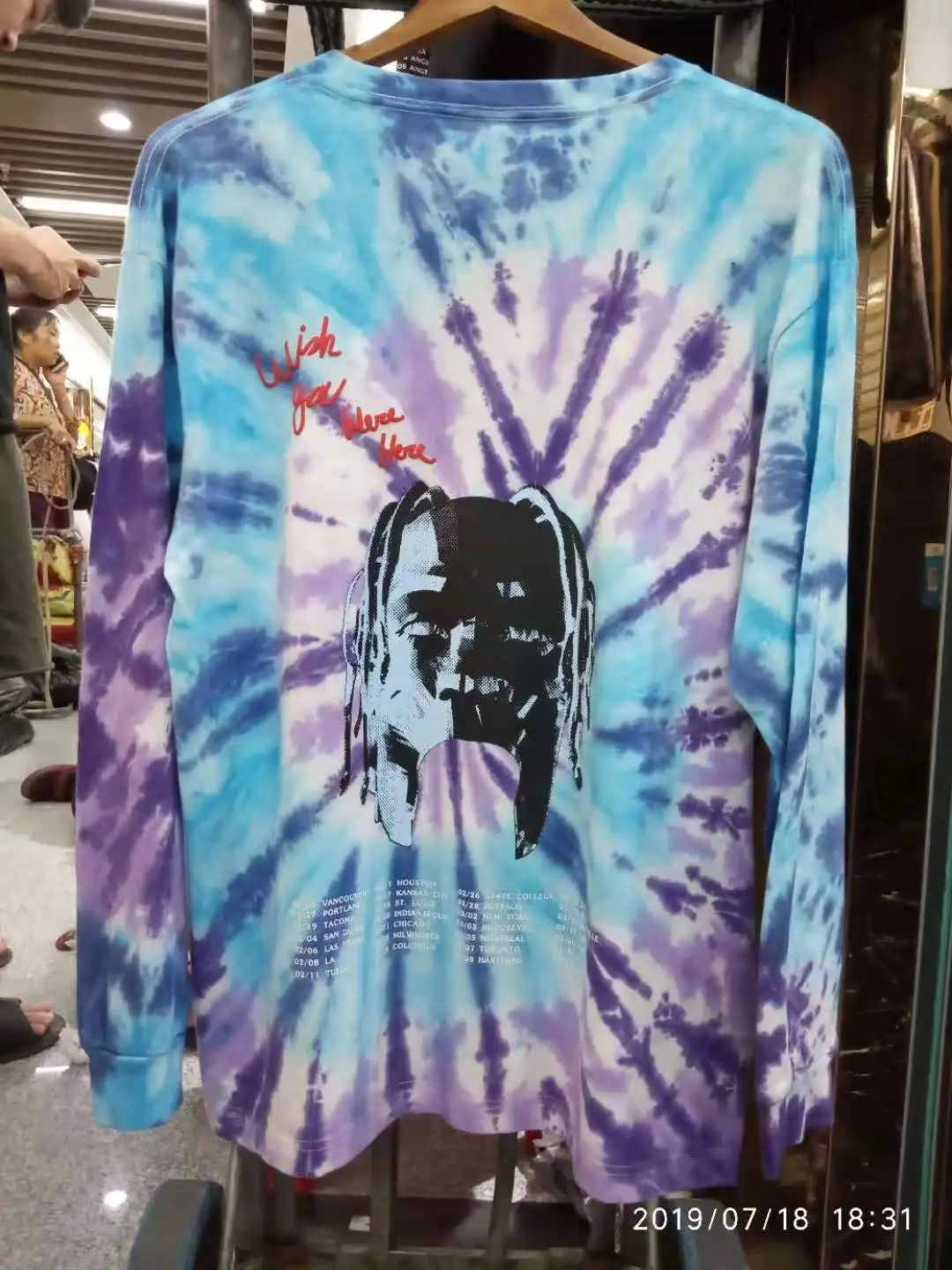 【Real Pictures】ASTROWORLD TRAVIS SCOTT T Shirt The New Men Women TIE DYE Long Sleeve ASTROWORLD T shirts TOUR Tee