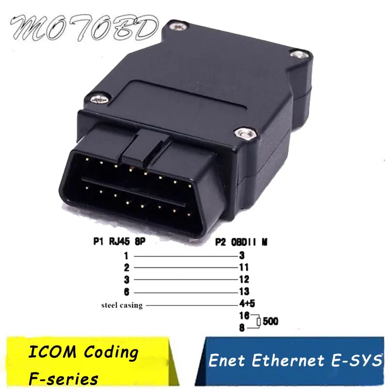 Адаптер штепсельной вилки OBD для bm ENET Ethernet для OBD 2 Интерфейс E-SYS ICOM кодирование F-series соединительный кабель диагностический инструмент