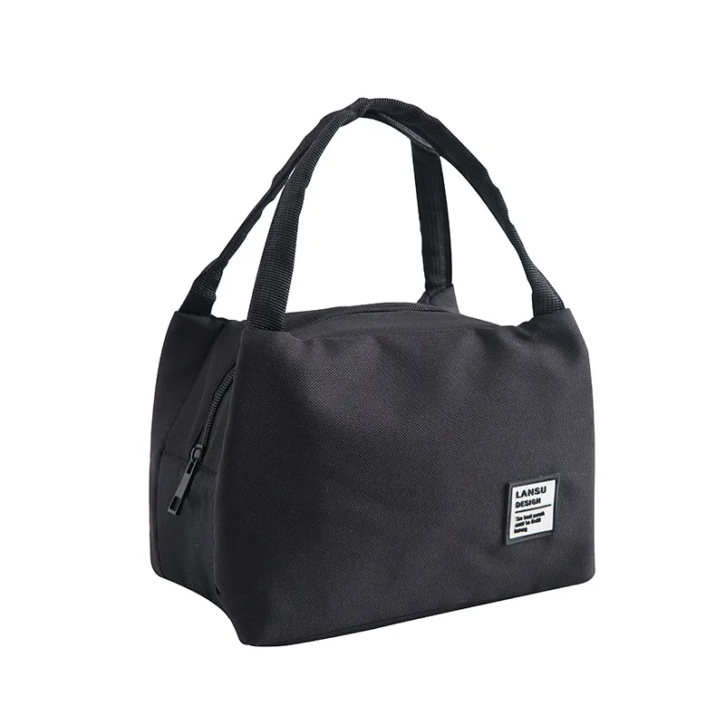 Портативная сумка для обеда, новинка, Термоизолированный Ланч-бокс, сумка-холодильник, Bento, сумка, контейнер для обеда, школьные сумки для хранения еды - Цвет: Черный