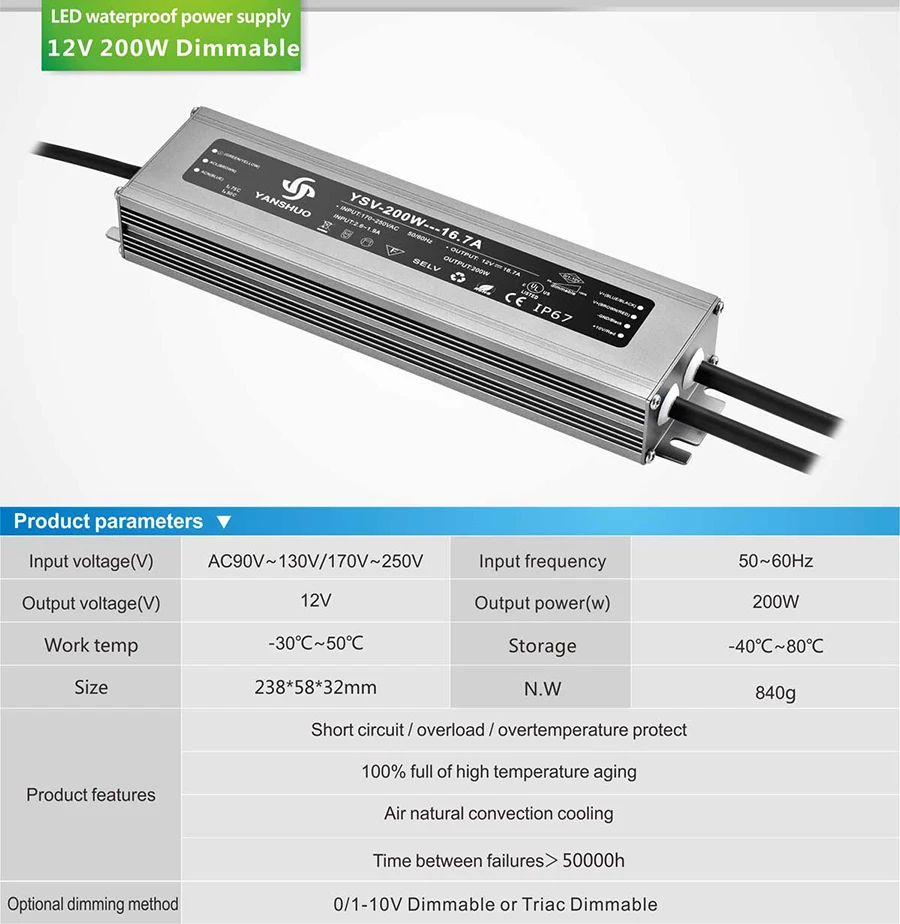 IP67 12v 200w DIM