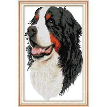 

Joy Sunday Bernese Mountain Dog Chinese Cross Stitch Kits Ecological Cotton Stamped Printed 11CT DIY Wedding Decoration For Home