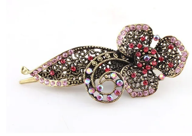 (Min.Order $10) Vintage Flower Hairclips Top Quality Alloy Rhinestones Hair clips Fshion ladies hair accessories | Украшения и