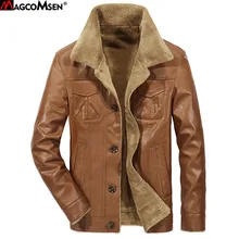 MAGCOMSEN, мужская кожаная куртка, пальто из искусственной кожи, Мужская брендовая одежда, теплая верхняя одежда, пальто, зимняя меховая мужская флисовая куртка, FX-01