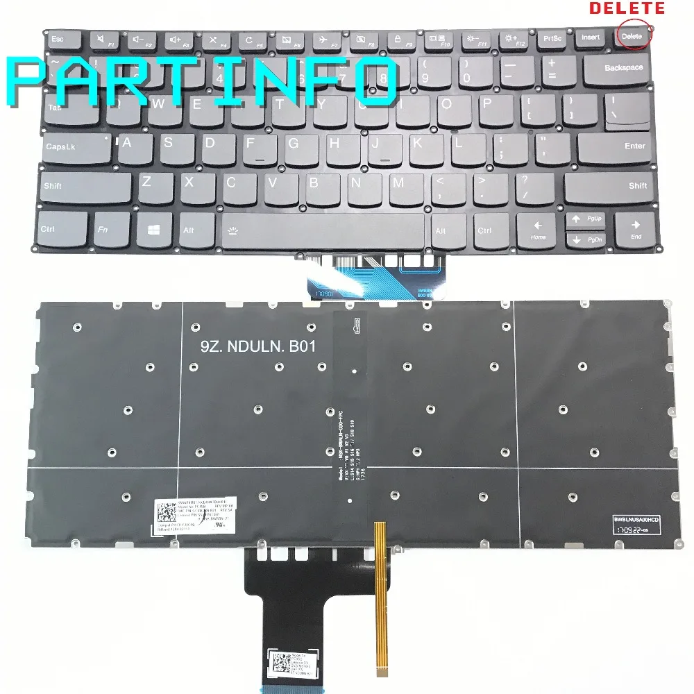 Клавиатура с подсветкой для ноутбука LENOVO YOGA720-13 YOGA 720-13 а также клавиша DELET серого