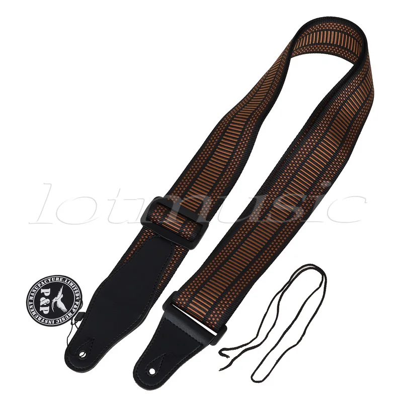 

Kmise Guitar Strap Brown Woven Nylon Leather End For Guitar Bass Mandolin