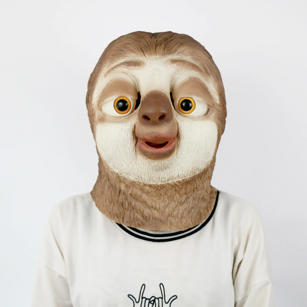 Latex Sloth Mask Zootopia Flash Sloth Mask Complete Latex Animal Head Mask Halloween Party Cosplay Prop Accessories Toys (10)