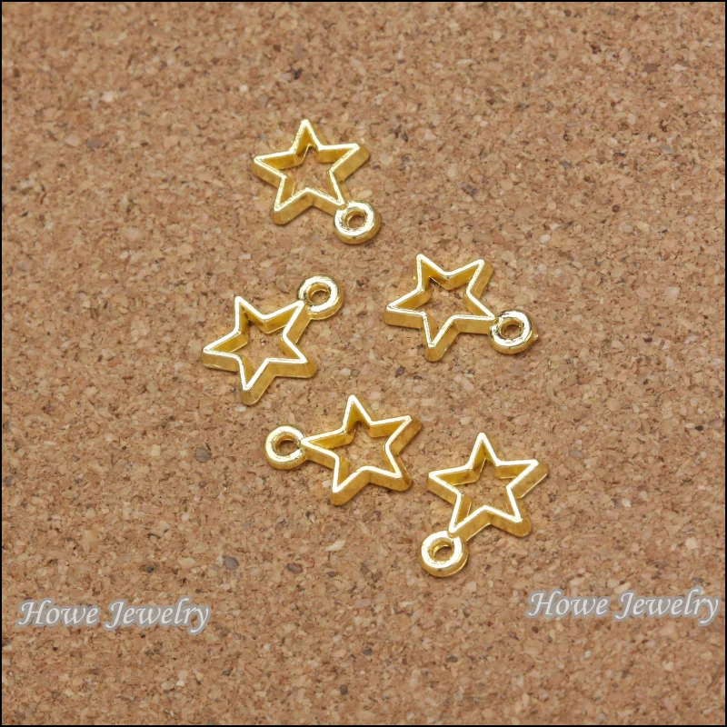 

120pcs vintage hollow star Charm Gold-color Fit Bracelets Necklace DIY Metal Jewelry Making C082