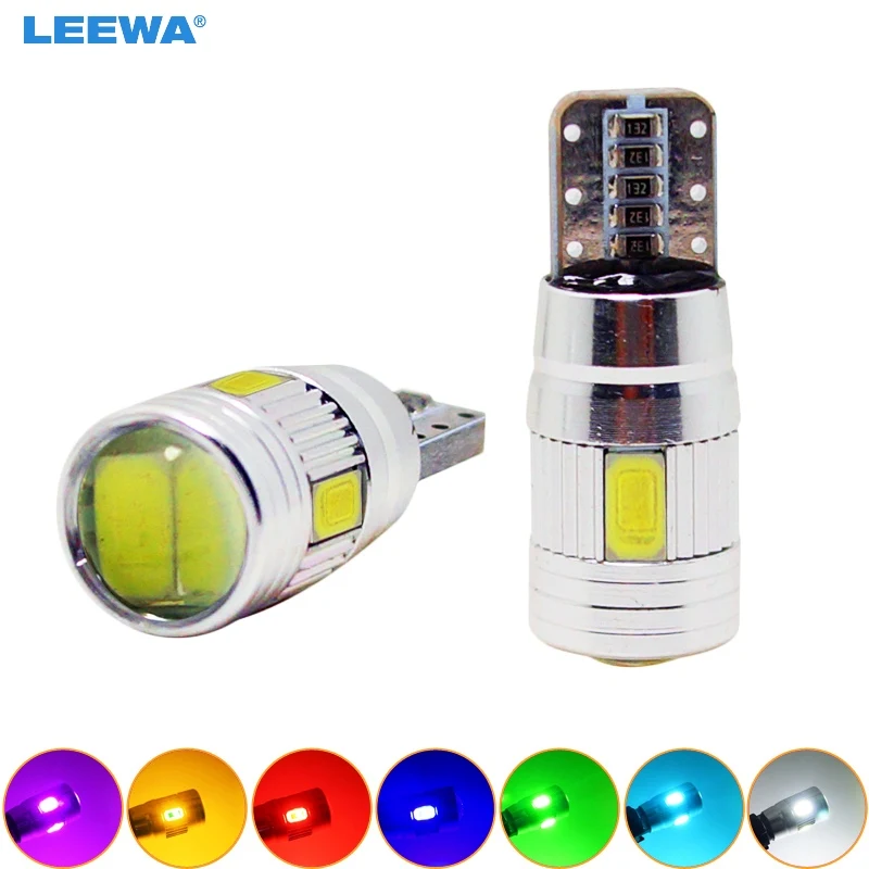 Leewa 4 Pz Potere T10/W5W/194/168 6Smd 5630 Led Canbus Error Free Car Led Light Lampadina Con Lente # Ca1255