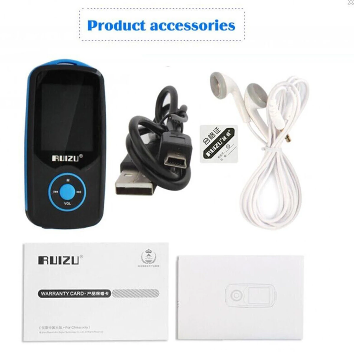 RUIZU X06 Mp3 плеер Bluetooth 8 Гб TFT 1," ЖК-дисплей Экран без потерь голос Регистраторы FM Hifi мини Спорт MP3 музыкальный плеер