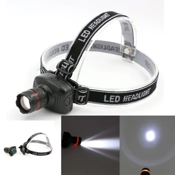 

LED Head Light Black PVC 3 Modes Mini Bike Head Light LED headlamp Led Torch Flashlights By 3*AAA