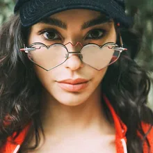 Новинка, модные женские солнцезащитные очки в форме сердца,, готический стиль, пуля, ЭКГ, очки, высокое качество, серебряное зеркало, Gafas de sol mujer