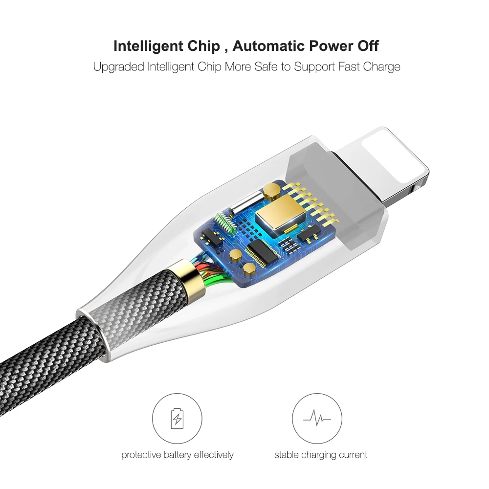  FLOVEME Durable Zink-legierung 2.1A USB Kabel IOS Beleuchtung Zu USB Kabel Für iPad iPhone 11 Pro M