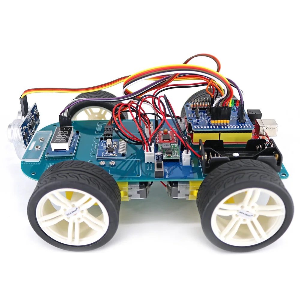 4WD беспроводной джойстик пульт дистанционного управления резиновое колесо мотор-редуктор умный автомобиль Комплект ж/учебник для Arduino UNO R3 Nano Mega2560