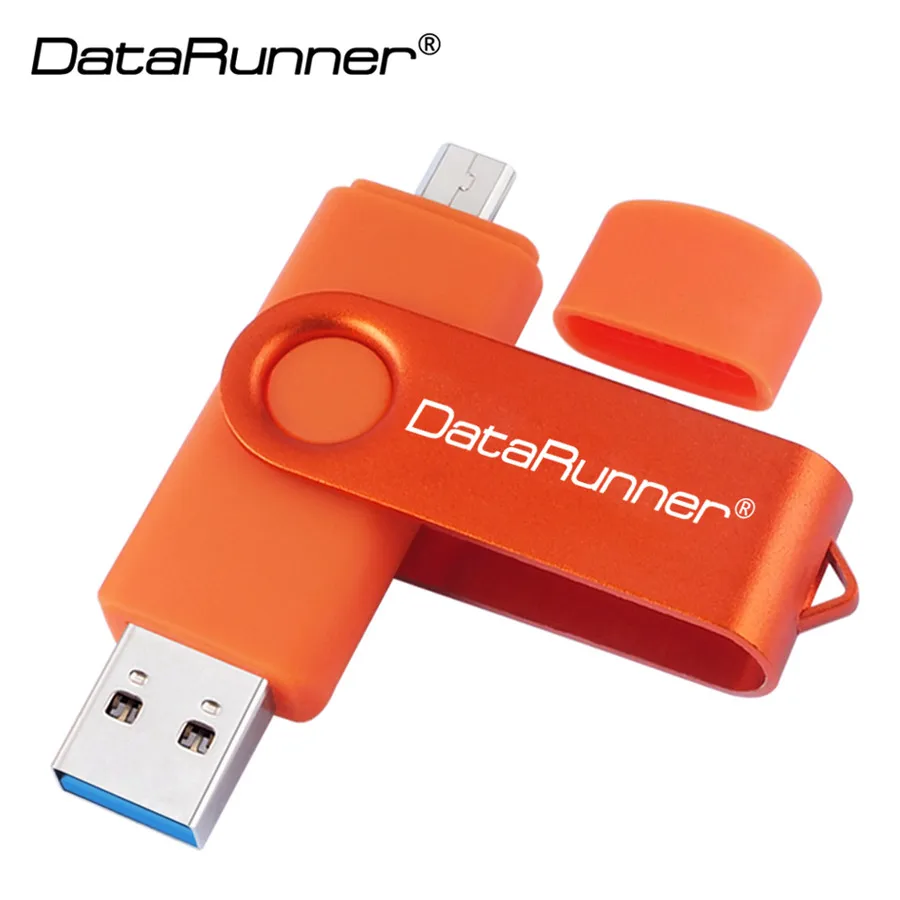 DataRunner OTG USB флеш-накопитель Высокоскоростной Usb 3,0 флеш-накопитель 256 ГБ 128 Гб 64 ГБ 32 ГБ 16 ГБ флеш-накопитель 2 в 1 карта памяти Micro USB - Цвет: Orange