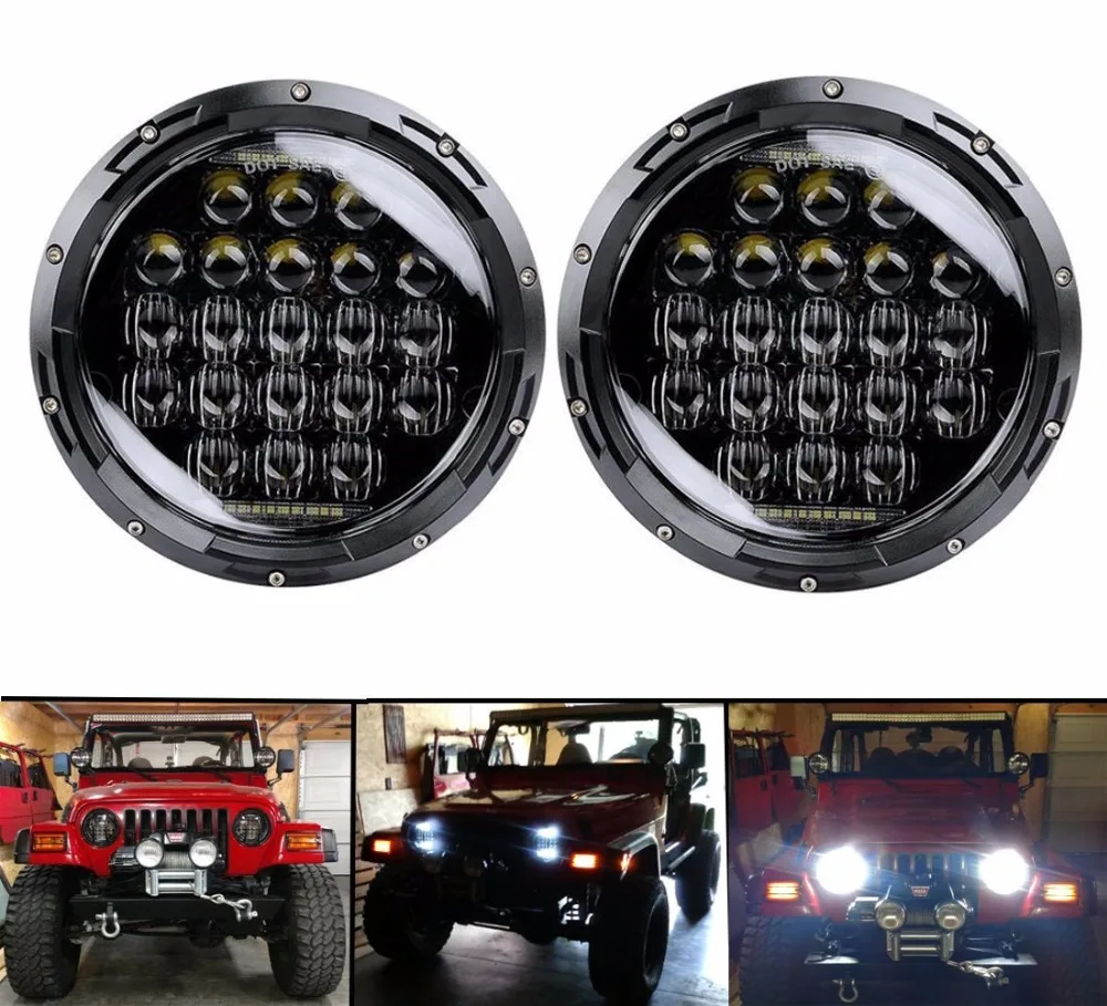  2pcs/set Super bright 12V 126W H4 7 inch Led Headlight With White DRL Light For Jeep Wrangler AM Ge - 32830756366