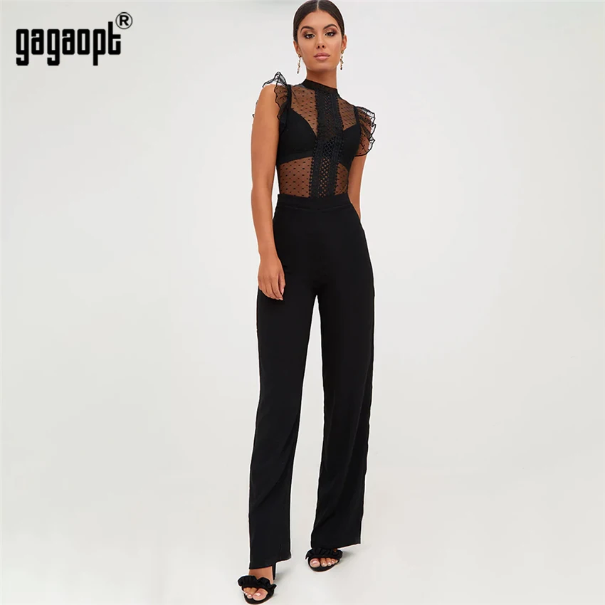 Gagaopt 2018 Summer Overalls Lace Bodysuit Women Ruffle Sleeve Sexy Bodysuit Polka Dot Mesh Bodysuit Club Jumpsuit Blusas Gagaopt 2018 Summer Overalls Lace Bodysuit Women Ruffle Sleeve Sexy Bodysuit Polka Dot Mesh Bodysuit Club Jumpsuit Blusas