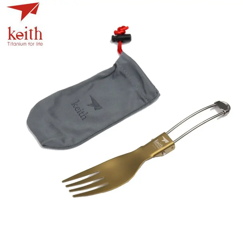 Keith Titanium plegable Tenedores camping cubiertos viajes tablewares picnic al aire libre senderismo conveniente Spork ti5303 16g