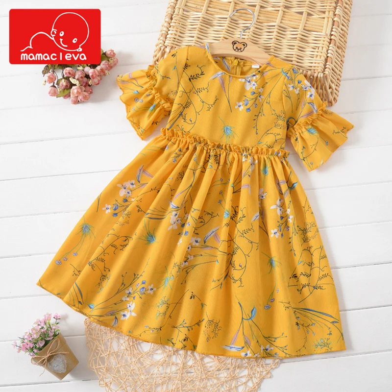 

MAMACLEVA New Cute Girls Chiffon Clothes Summer Princess Dress Fashion Flare Sleeve Children's Fairy Dresses for 3-14 years old
