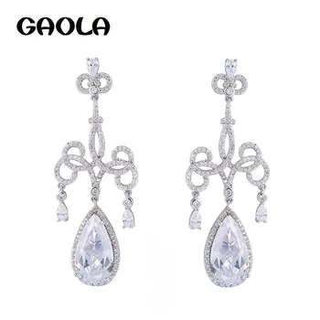 

GAOLA Bridal Outstanding Silver Color Teardrop Cubic Zirconia Drop Tassel Earrings For Women Life Jewelry GLE6537