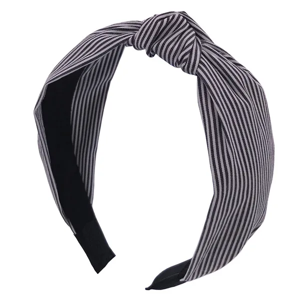 Удобная Нескользящая повязка для волос, повязка на голову для женщин, девушек, завязанная крестиком, повязка на голову, Тюрбан ручной работы, обруч для волос, аксессуары для волос с бантом - Цвет: Stripe-030