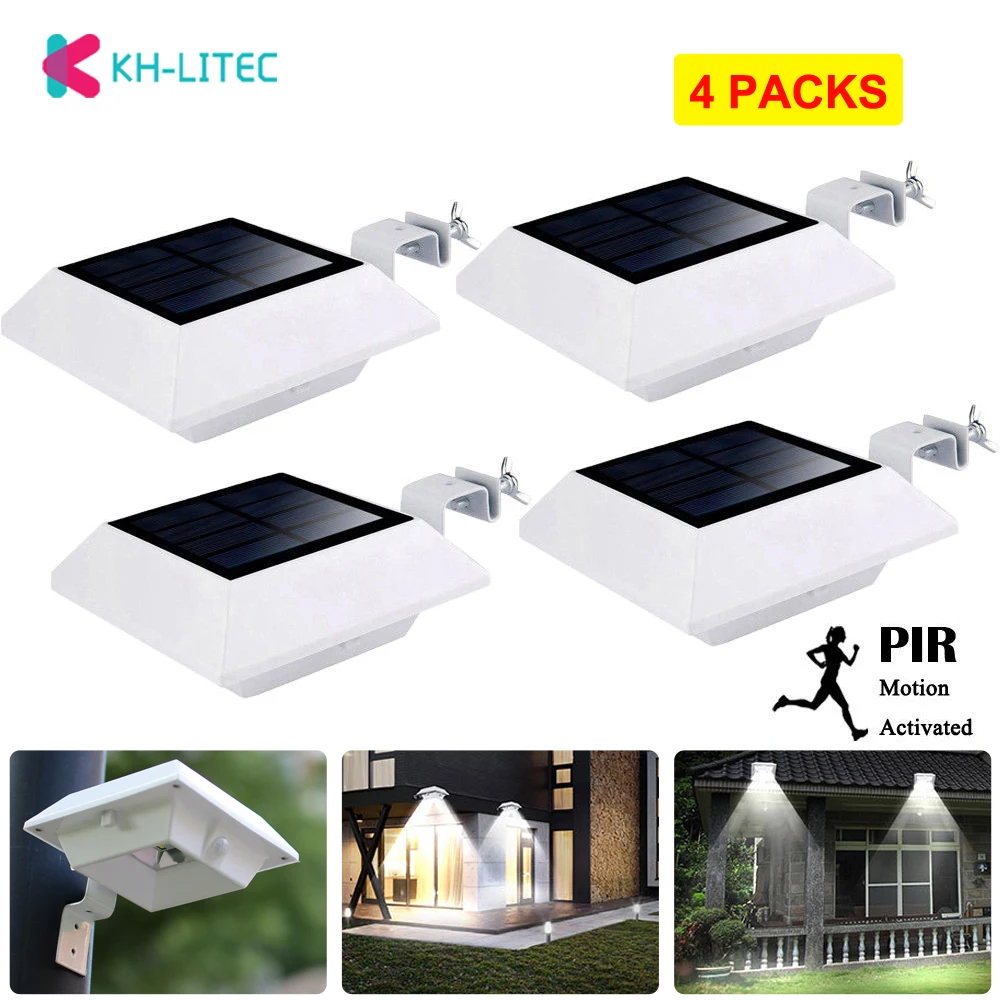 Movido a Energia Parede de Luz Sensor de Movimento para Casa Luz ao ar Luz da Noite da Lâmpada Solar Levou Cerca Caminho Jardim Quintal Parede Gutter Livre Casa 4 Pcs 6 4 Cheap Lâmpadas solares