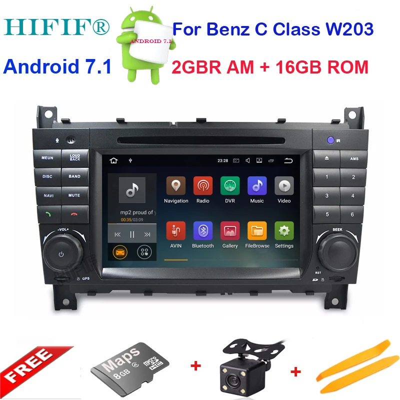 Sale 1024X600 Quad Core Android 7.12 Car DVD for Mercedes Benz C Class W203 C200 C230 C320 CLK 200 CLK350 CLK500 GPS Radio Stereo BT 0