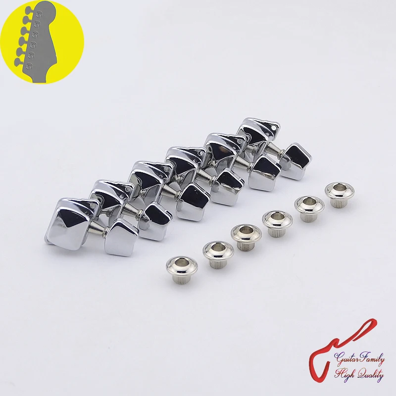

1 Set GuitarFamily 6 In-line Guitar Machine Heads Tuners Chrome ( #0478 ) MADE IN KOREA