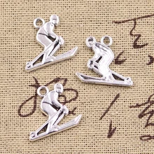 25 шт. подвески для лыжного спорта 17x19 мм Античные Серебряные Подвески DIY рукоделие изготовление изделий ручной работы тибетские ювелирные изделия