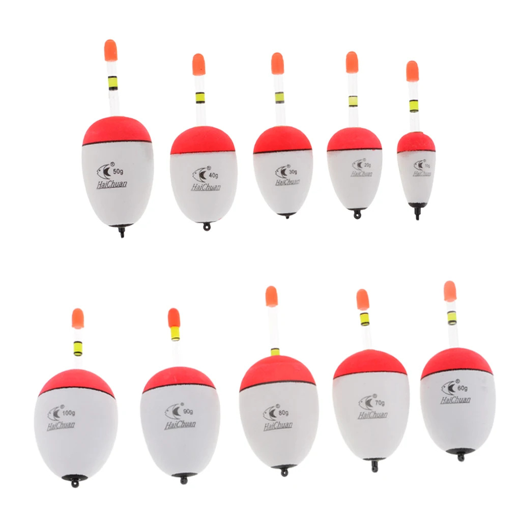 5pcs Luminous Fishing Bobbers EVA Foam Float Drift Fishing Floats 10g-100g Higher Buoyancy For Sea Night Fishing