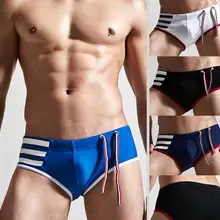 Бренд SUPERBODY Для мужчин Sexy полосой плавательные трусы, плавание Мужские Шорты для купания купальники сексуальные купальники