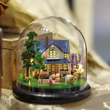 Светодиодный Романтический кукольный дом Миниатюрный Кукольный Домик DIY с мебели прозрачный чехол деревянный дом, игрушки для детей подарок