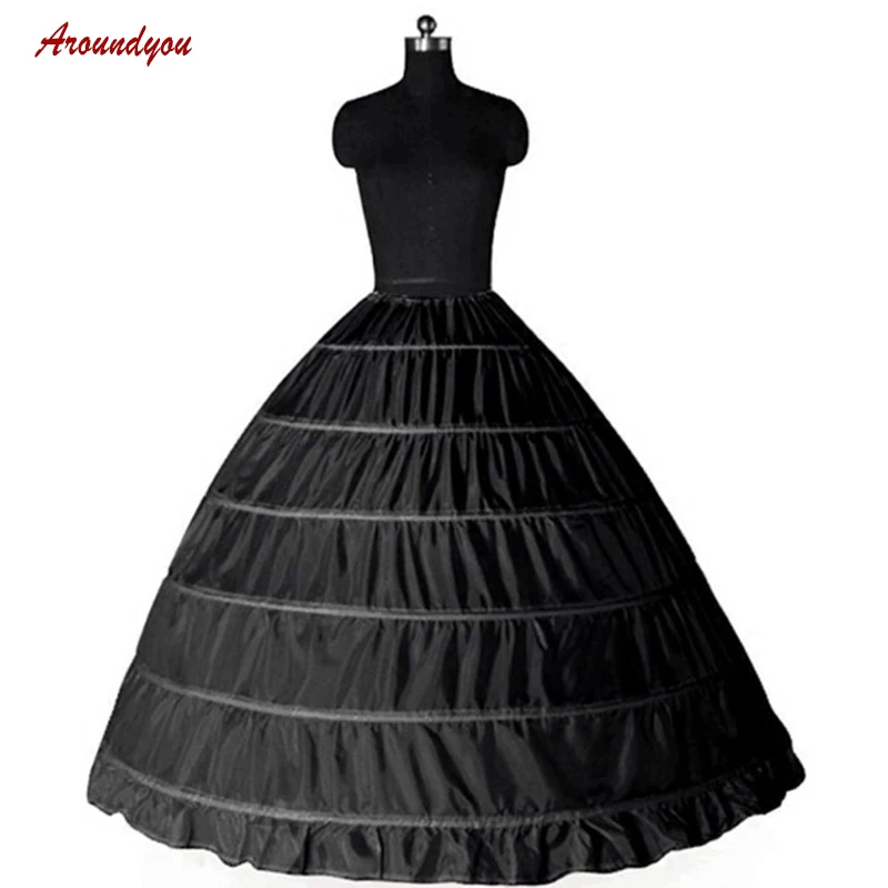 Black or White 6 Hoops Petticoat for Ball Gown Wedding Dress Woman Underskirt Tulle Pettycoat Crinoline Hoop Skirt