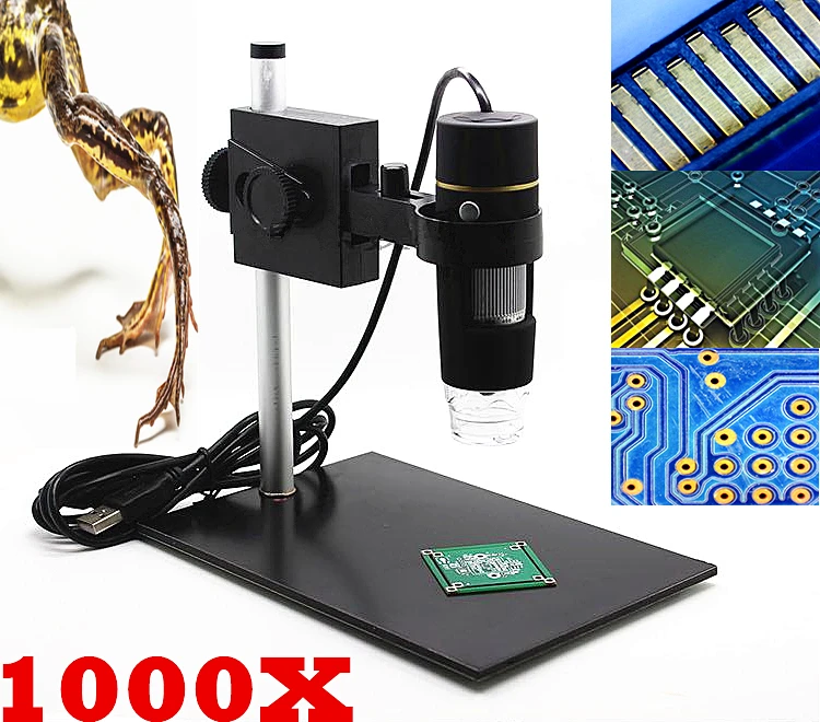 

2018 Portable Digital Electronic Microscope Endoscope Magnifier Video Camera 1000X 8 LED 2MP With Lift Stand USB Microscope