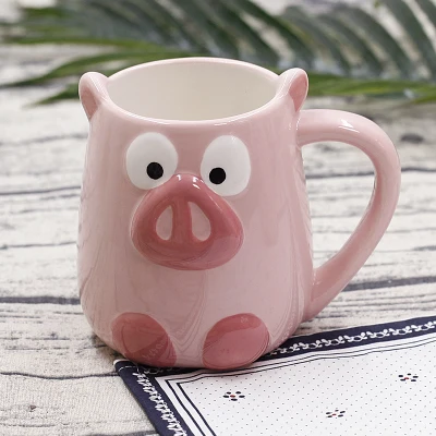 450 мл Горячая Милая Розовая свинка керамическая кружка для кофе 3D Ручная роспись чашка для воды с Свинкой - Цвет: pink cup