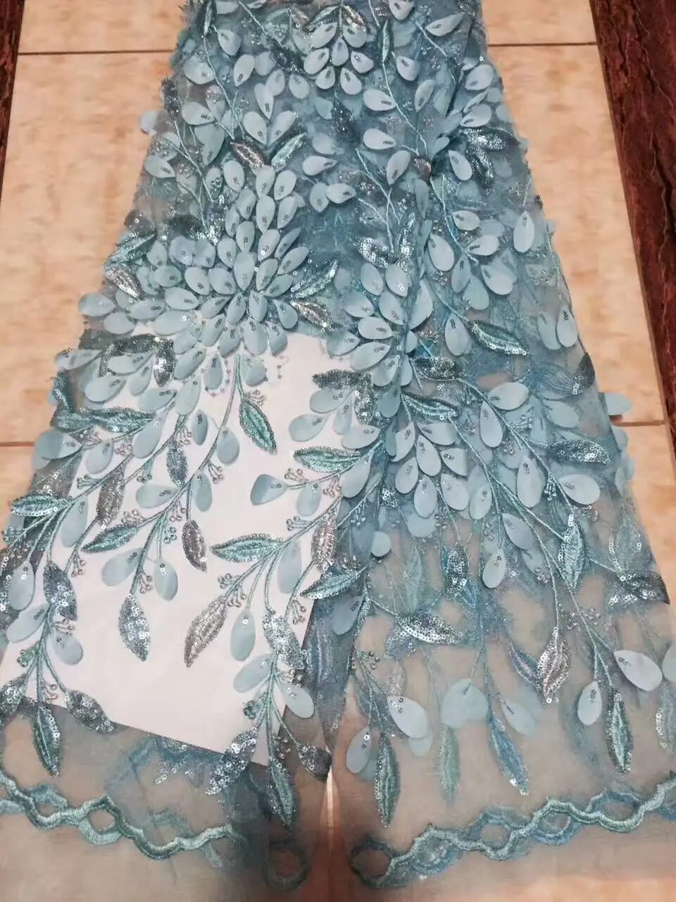 

M08 latest Handwork Embroidery 3d applique Tulle lace with beads african 3d fabrics with sequins french tulle sequin lace fabric