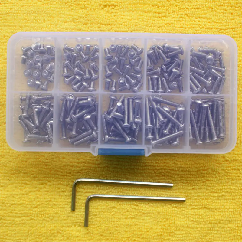 

200pcs/Set M3 Stainless Steel Allen Screw Button Head Bolts M3x4/5/6/8/10/12/14/16/18/20mm + 2 Screws Drive Box