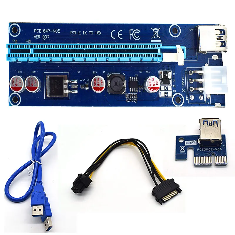 ПК PCE164P N05 VER 007 Express Riser Card 1х к 16x USB 3 0 кабель для передачи данных SATA 6Pin IDE Molex источник