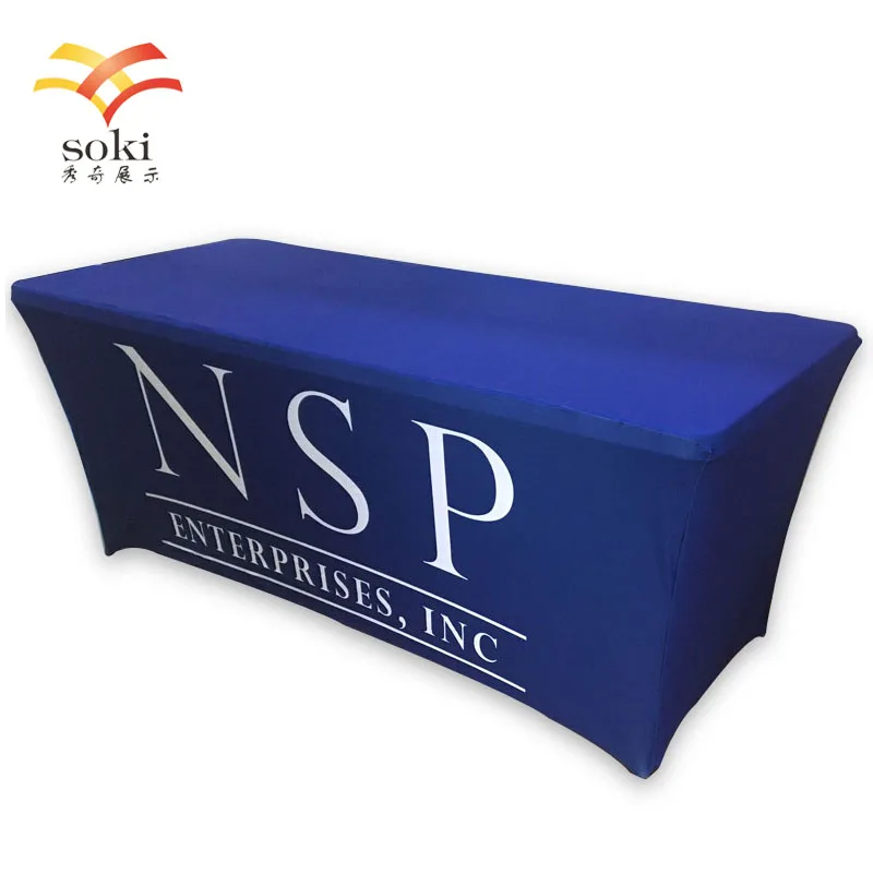 4ft 6ft 8ft Trade Show Table Cloth 100 Polyester Customized Logo Full