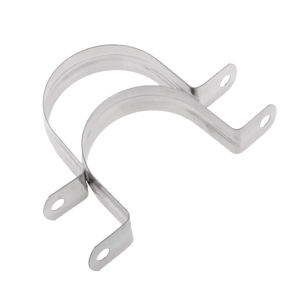 2x 80mm Height Stainless Steel U Shaped Pipe Tube Wire Cable Clamps Clips