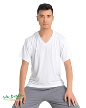 T Shirt Men Streetwear Eco Bamboo T-shirt Men V Neck Short Sleeves Soft Breathable 3 Colors Men T Shirt snap fastener embellished color spliced v neck short sleeves t shirt for men