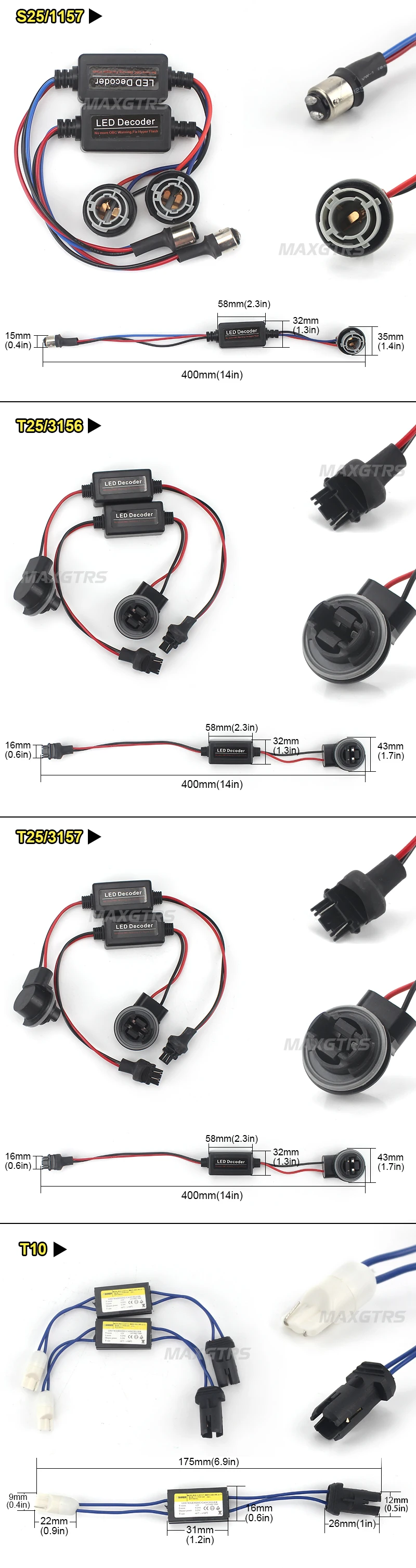 2x T10 S25 T20 1156 BA15S 1157 7440 7443 3156 3157 светодиодный декодер автомобиль светодиодный поворот Син нагрузочный резистор Canbus Error Free компенсатор