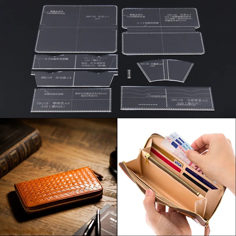 

1Set Original Design Lady Zipper Clutch Acrylic Leather Template Handmade Worker Purse Pattern Model For Diy