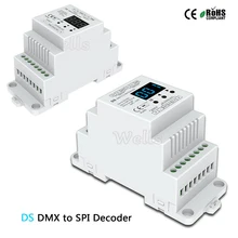 DS;DC5V 12V 24V DMX512 signal to SPI Converter DMX decoder controller support 6803/8806/2811/2812/2801/3001/9813 IC