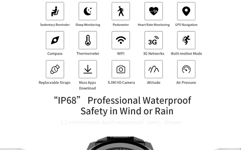 Смарт-часы Slimy H1, Android 4,4, IP68, водонепроницаемые, 1,39 дюймов, MTK6572, BT 4,0, 3g, Wifi, gps, умные часы для мужчин, для IPhone, Носимых устройств